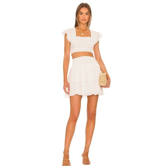 MinkPink x REVOLVE White Wash Crop Top & Mini Skirt - Picture 1 of 9